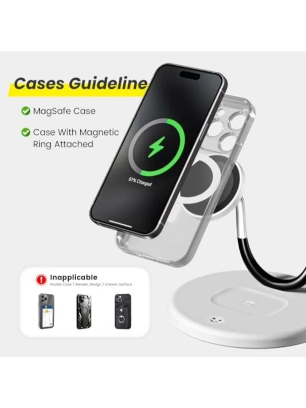 Magnetic 3-in-1 Wireless Charging Station - Qi 15W Fast Charger for Apple Mag Sa